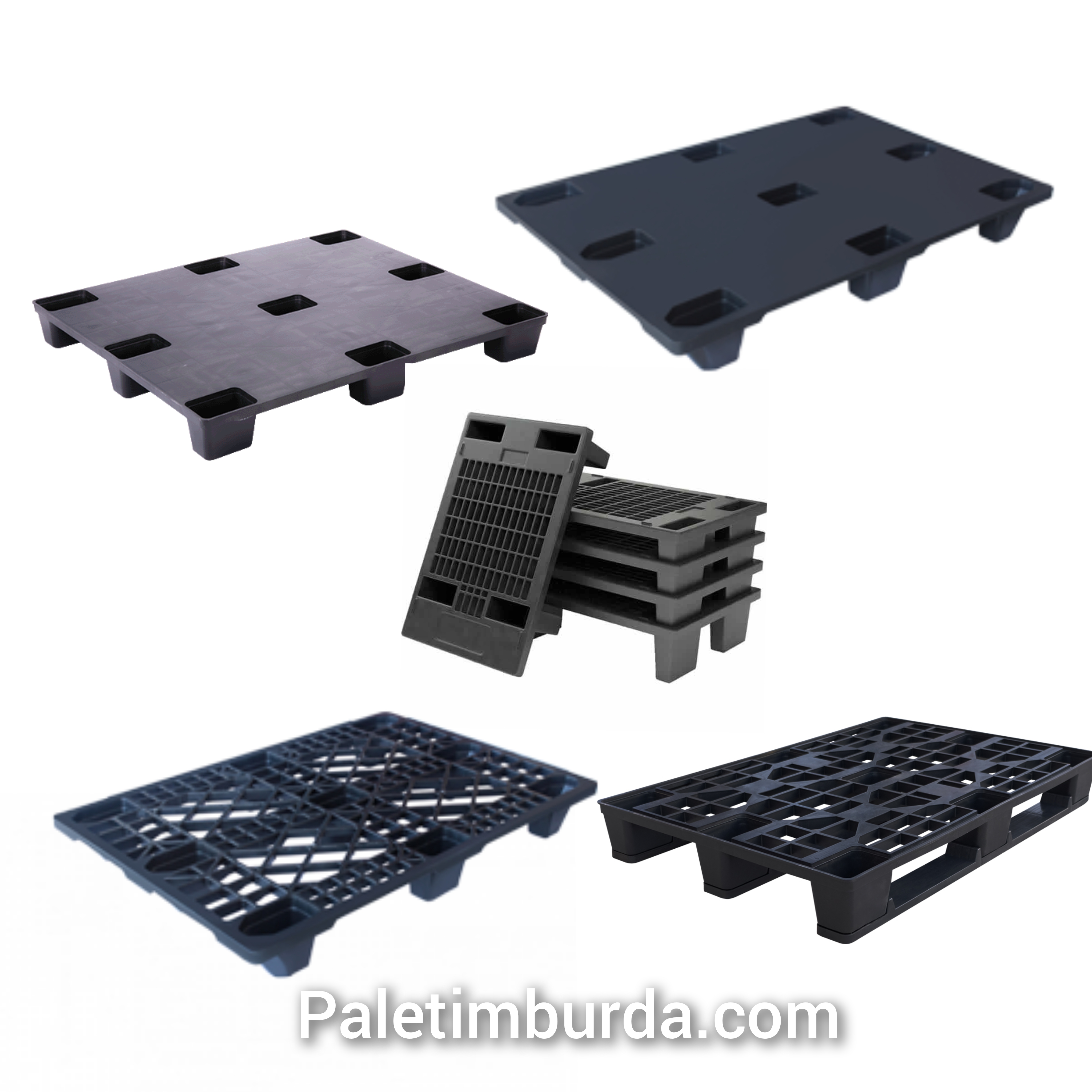 İhracat için plastik Palet 80*120*15 cm 100*120*15cm Siyah Gri.