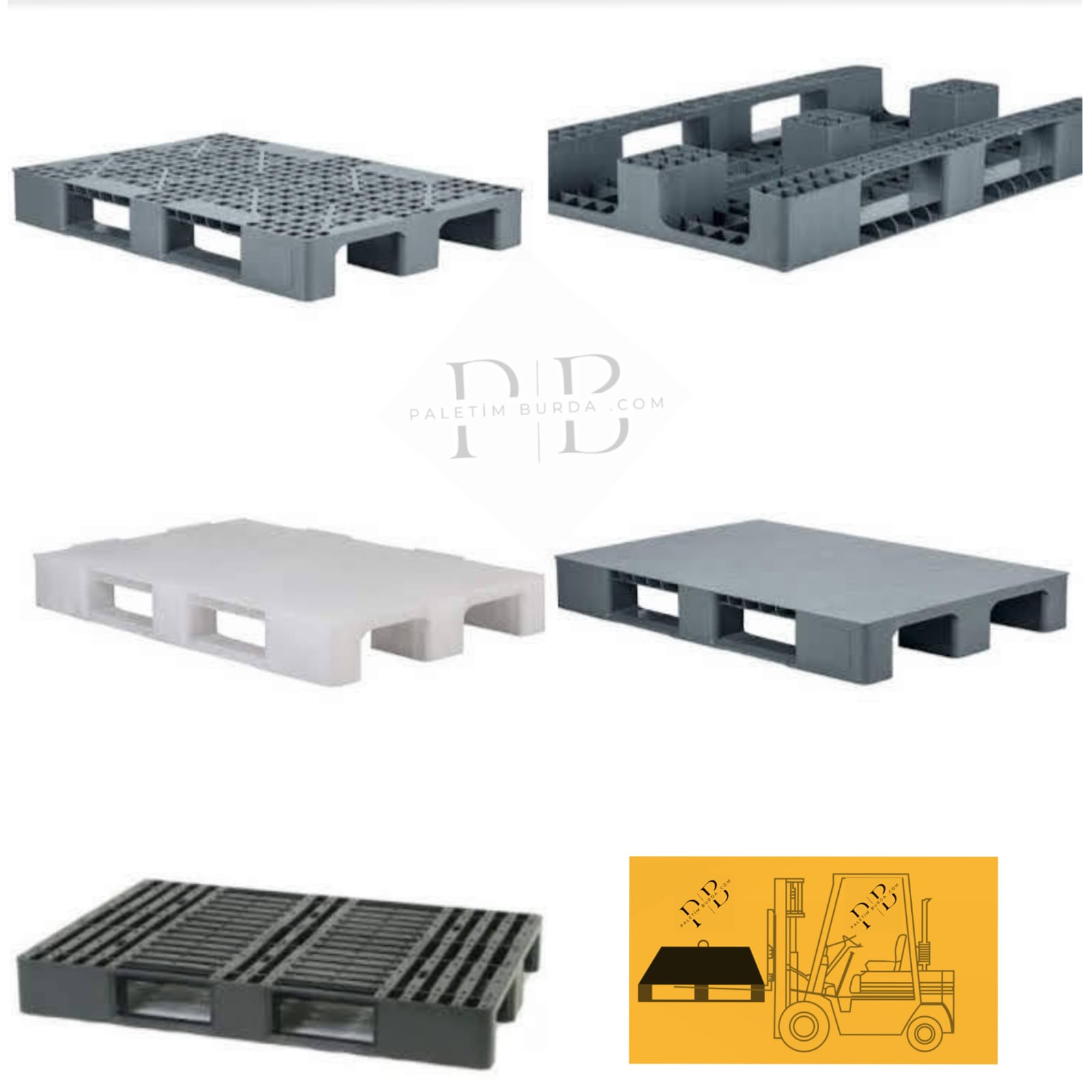 Genel amaçlı plastik Palet 80*120*15cm 13 kg Siyah Beyaz Gri.